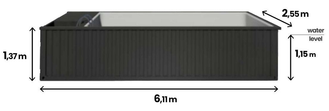 Piscina Contenedor 6,11 × 2,50 m con Techo Corredizo – Pack Premium (Lista para Usar) - Imagen 3