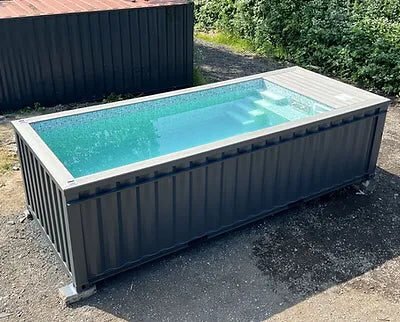 Piscina Contenedor 20 Pies con Jet de Natación Gris Antracita